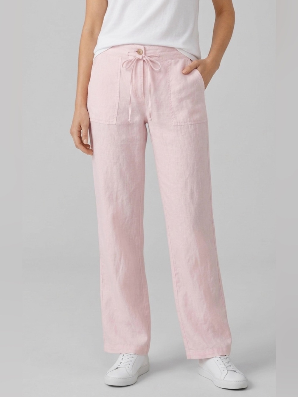 Juicy Couture Pink 100% Linen Straight Leg Pants